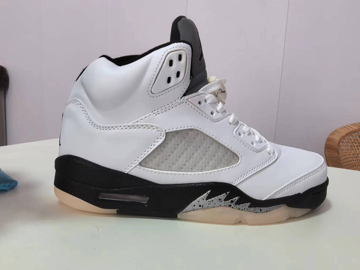 Jordan 5 White and Black High-Top Sneakers