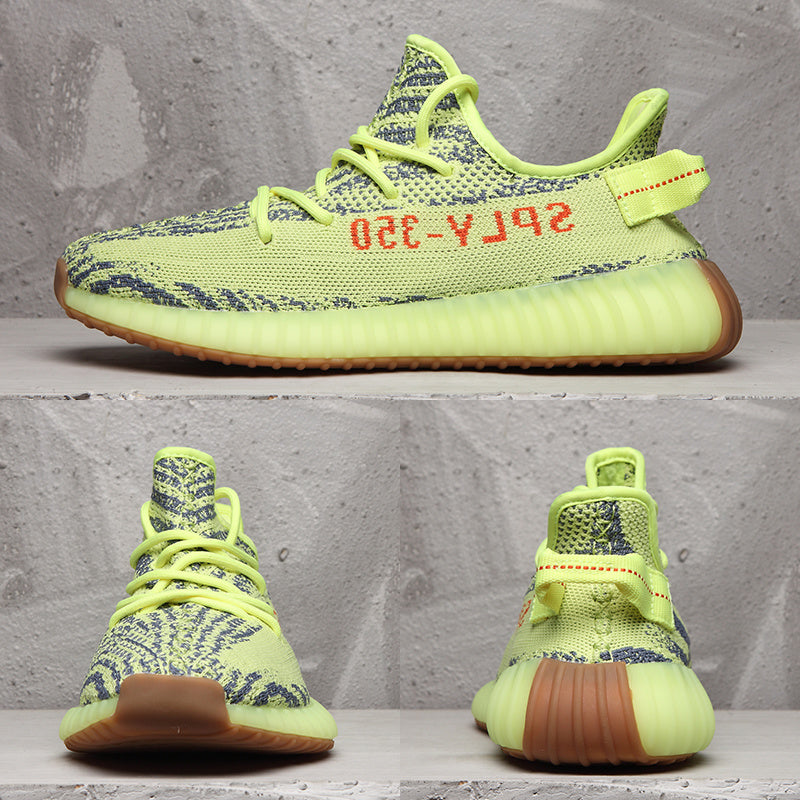 Yeezy Boost 350 V2 Sneakers in Lime Green and Brown