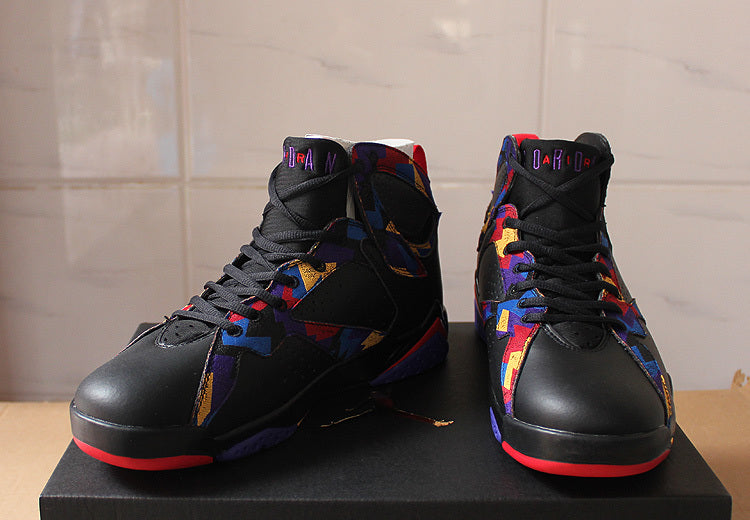 Air Jordan 7 Retro Black Colorful High-Top Sneakers