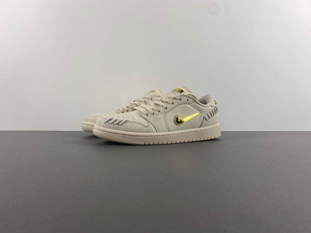 Air Jordan 1 Low Cream and Gold Sneakers FN5032-200