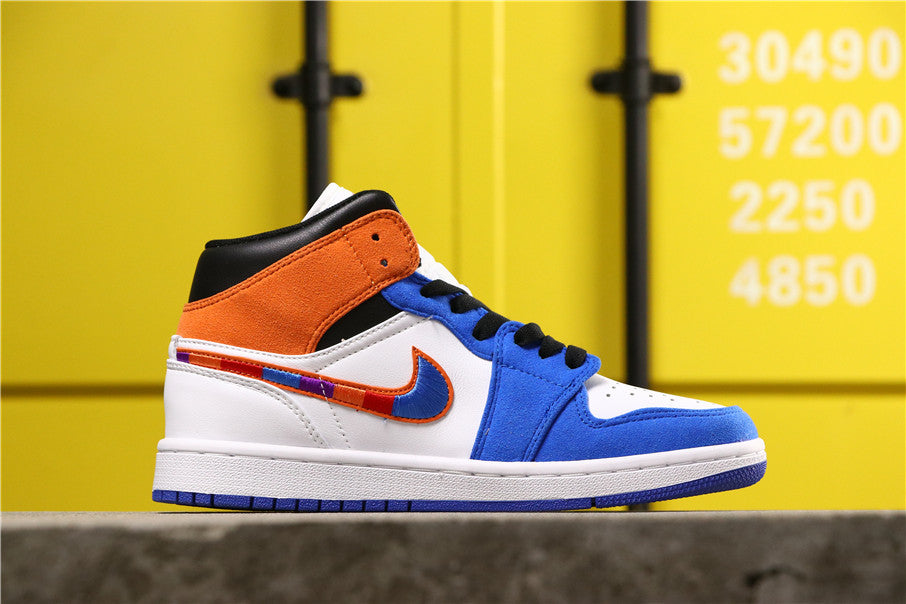 Jordan 1 High Blue Orange White Sneakers 852542-146