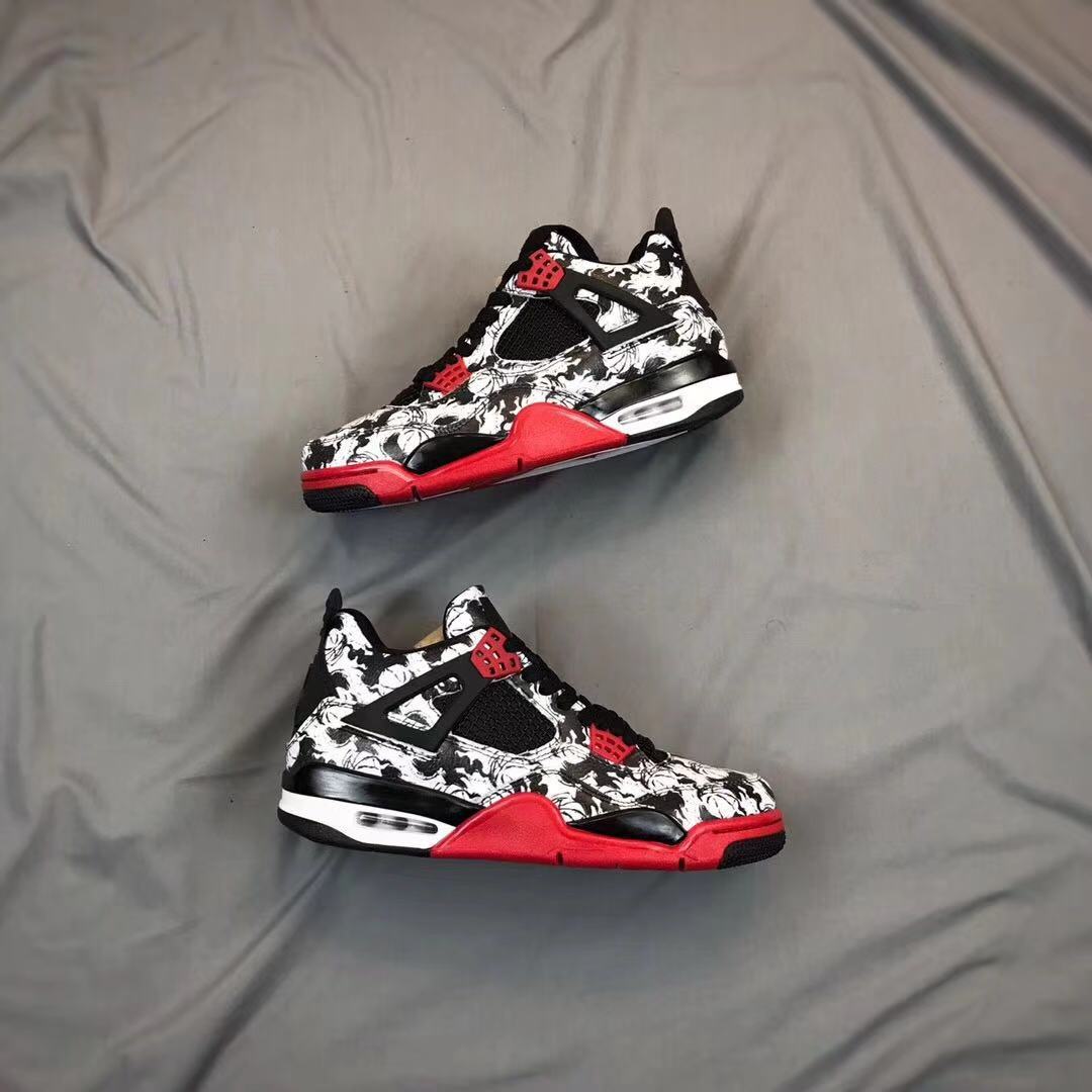 Jordan Air Jordan 4 Tattoo Black White Red Sneakers