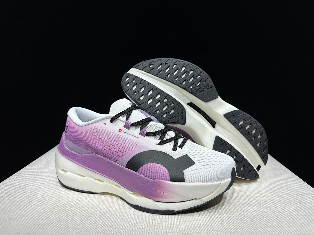 On Cloudboom Max White Purple Running Sneakers