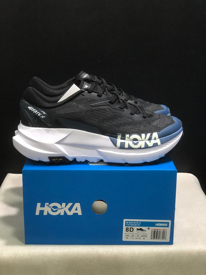 HOKA Mafate X Trail Running Shoes in Black and Blue