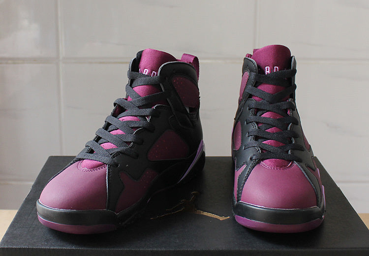 Air Jordan 7 Mulberry Black and Burgundy High-Top Sneakers
