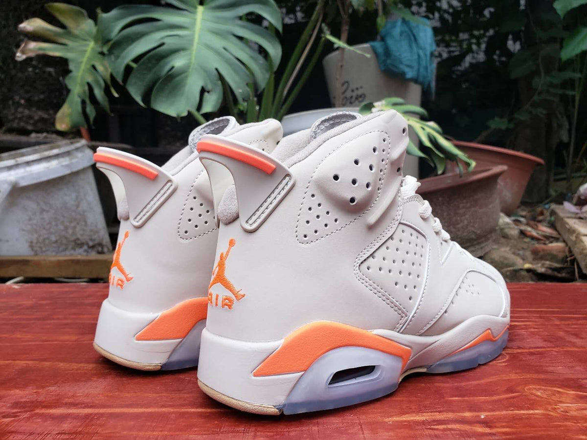 Jordan 6 High-Top Sneakers in Grey and Orange