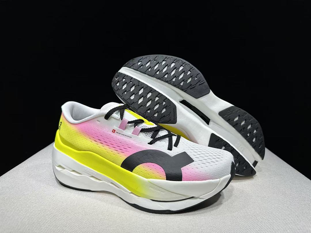 On Cloudboom Max Running Shoes, White Pink Yellow