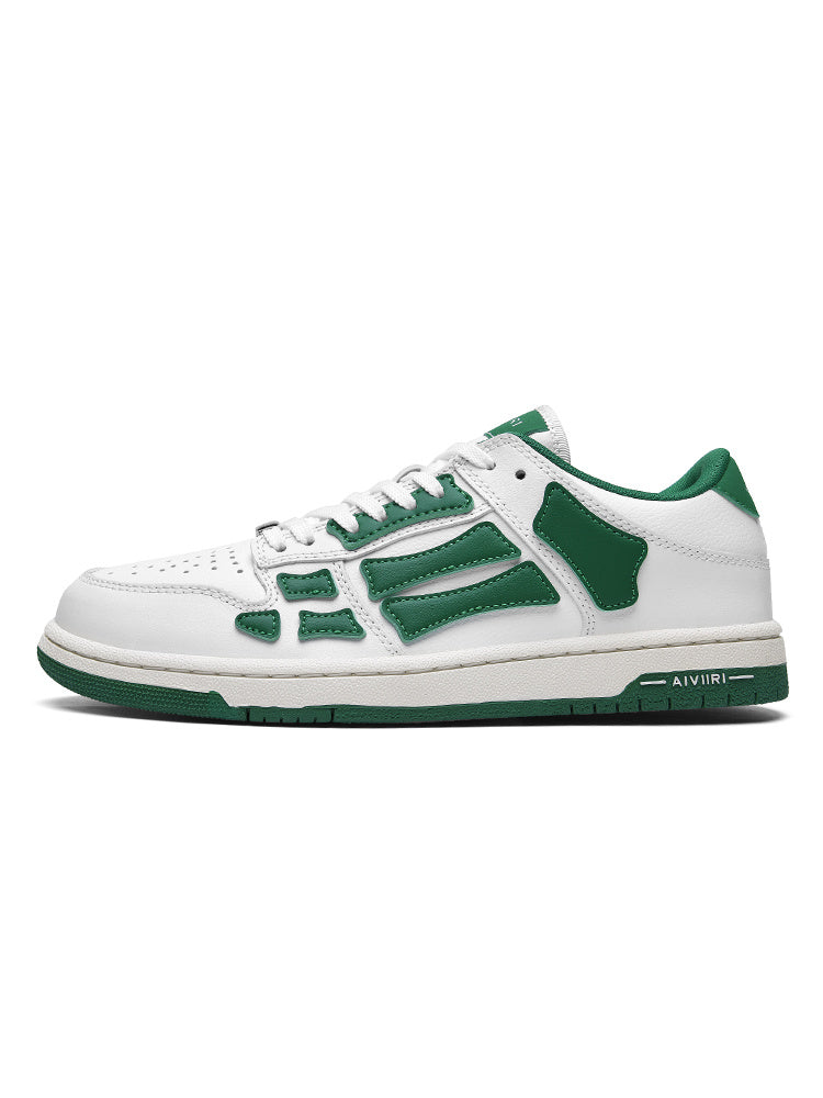 AVIRY Low-Top Sneakers in White and Green, MFS003-114