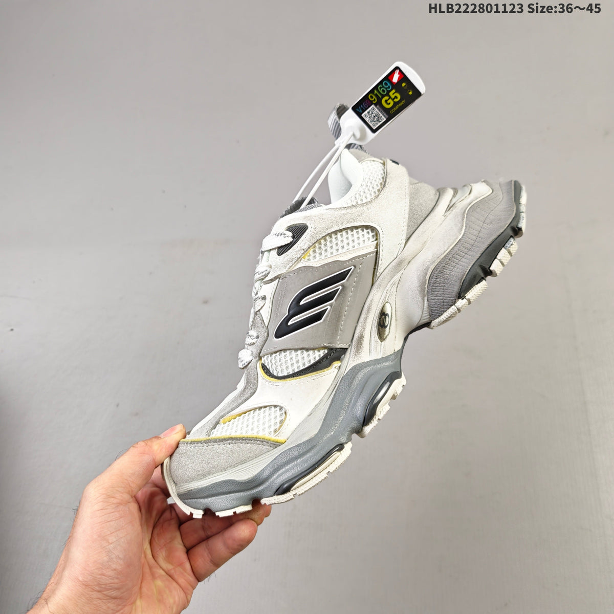 Balenciaga Monday Low-Top Sneakers in Gray and White