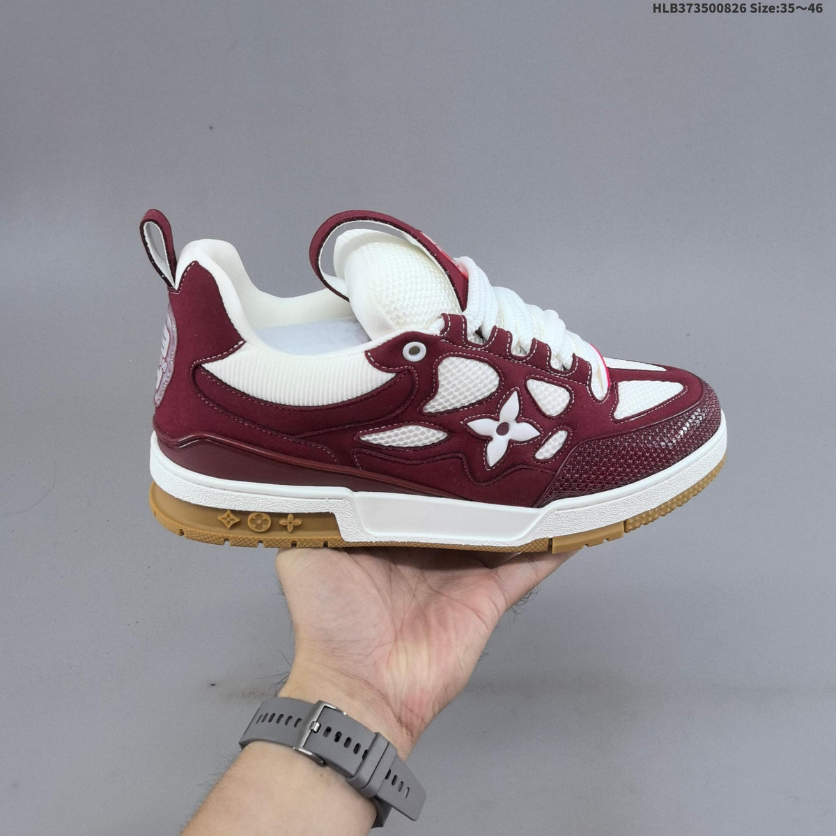 Louis Vuitton Trainer-Style Sneakers in Burgundy and White
