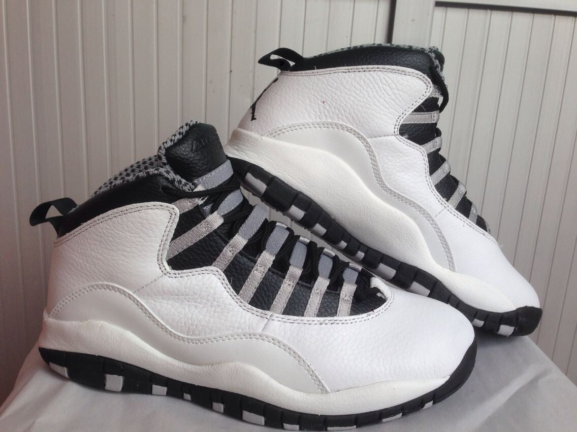 Air Jordan 10 High-Top Sneakers in White and Black