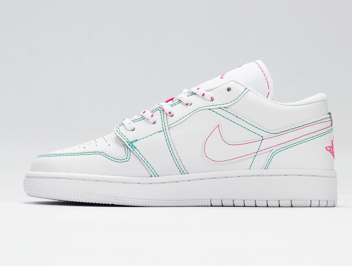 Jordan 1 Low White Pink Sneakers Style 554723-101