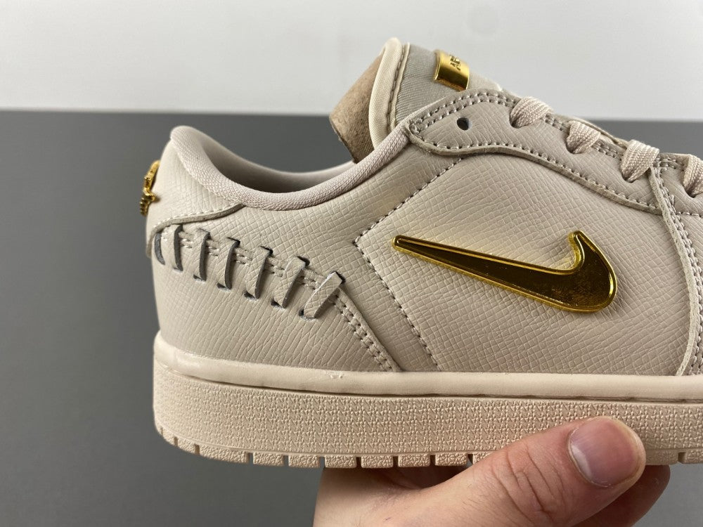 Air Jordan 1 Low Cream and Gold Sneakers FN5032-200