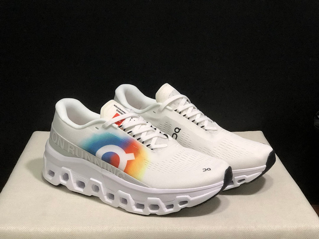 On Cloudmonster 2 White Rainbow Running Shoes