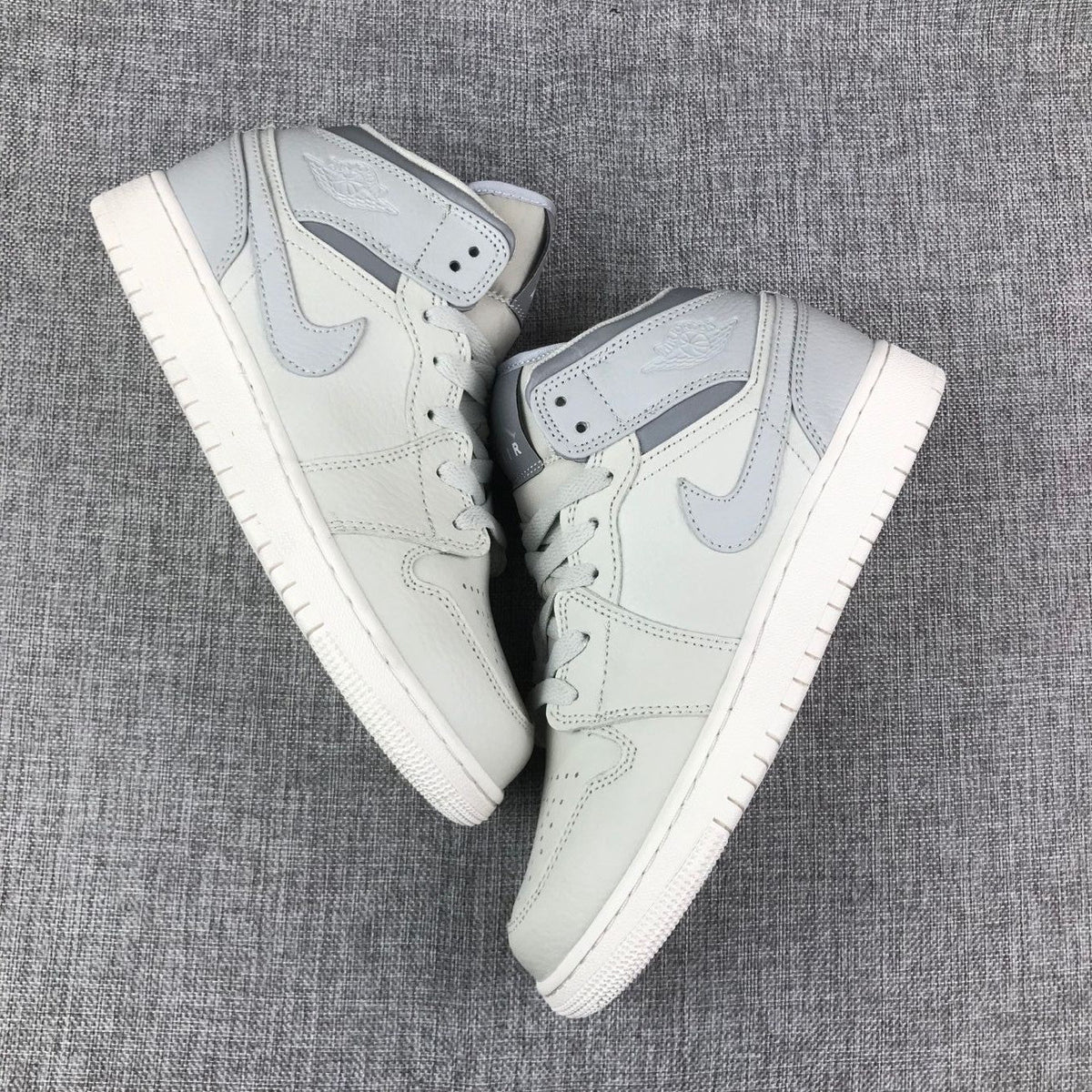 Air Jordan 1 Mid Sneakers in White and Grey