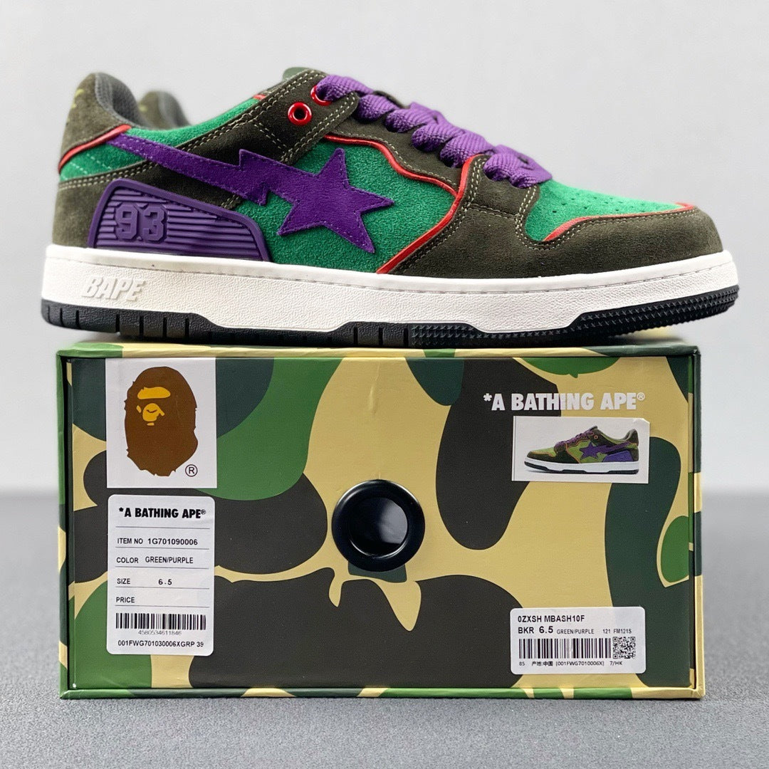 BAPE SK8 Sta Sneakers Green and Purple