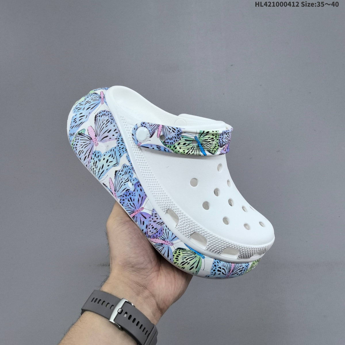 Crocs Classic Platform Clogs with Butterfly Print