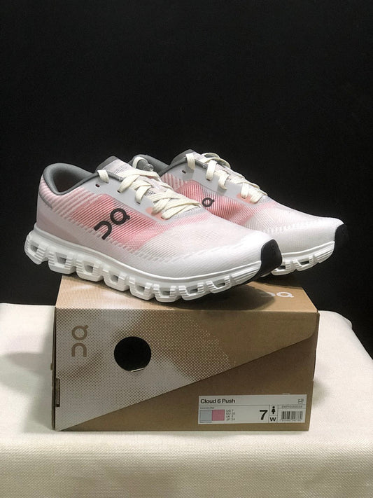 On Cloud 6 Push Sneakers in White and Pink
