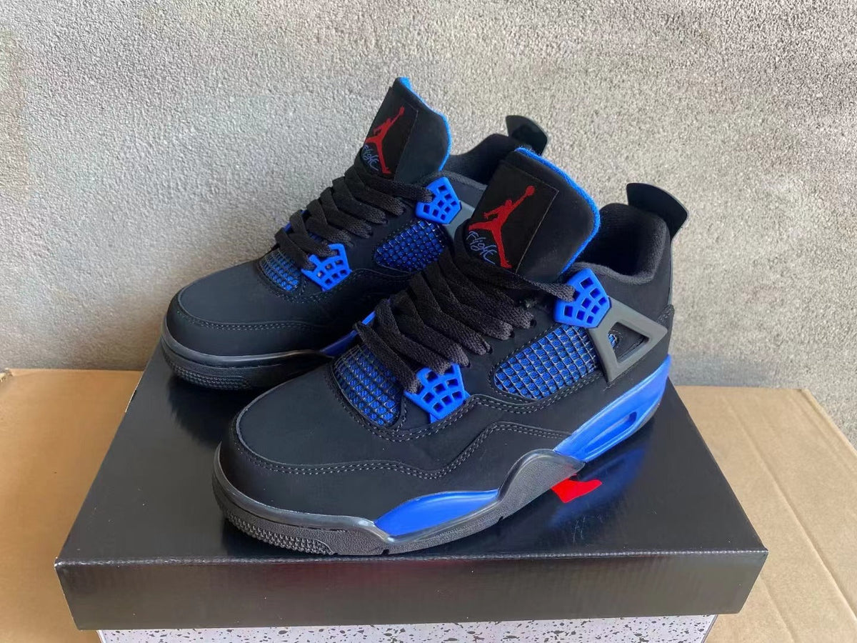 Air Jordan 4 Black and Blue High-Top Sneakers