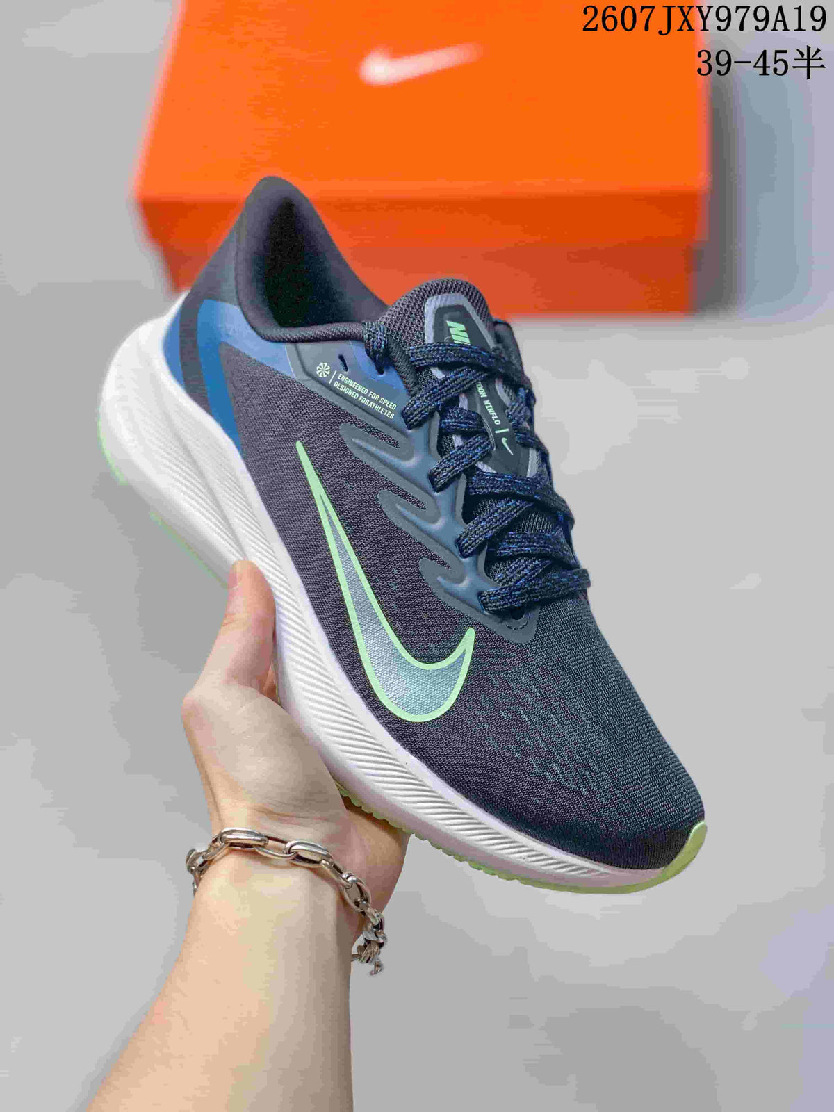 Nike Zoom Winflo 7 Men's Running Sneakers Navy Green 07JXY979A19