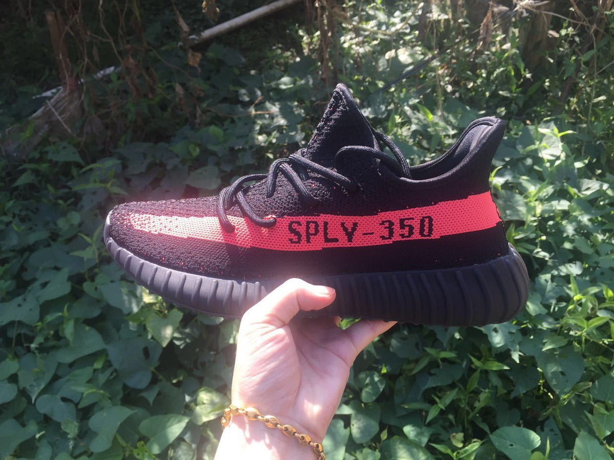 Yeezy Boost 350 V2 Black and Bright Coral Sneakers