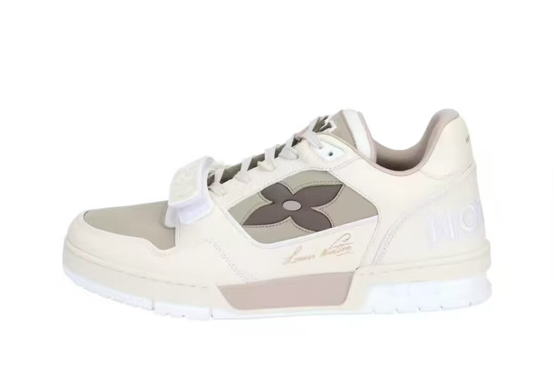 Louis Vuitton-Style Low-Top Sneakers with Strap Closure