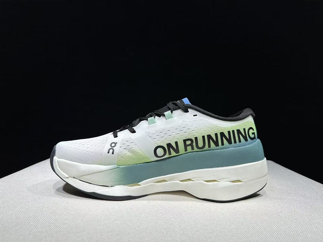 On Cloudboom Max Running Shoes, White and Green