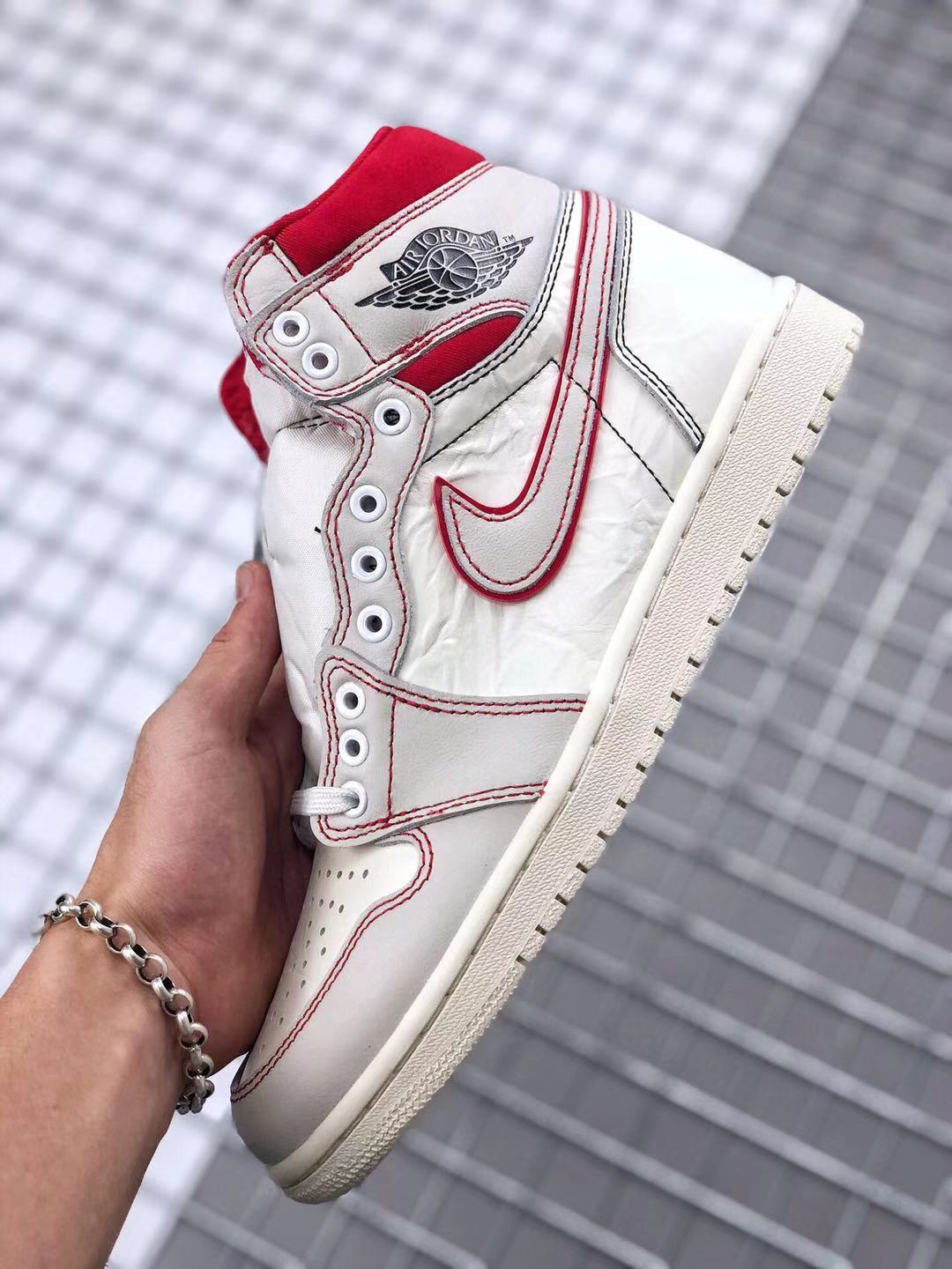 Air Jordan 1 Retro High OG White and Red Sneakers