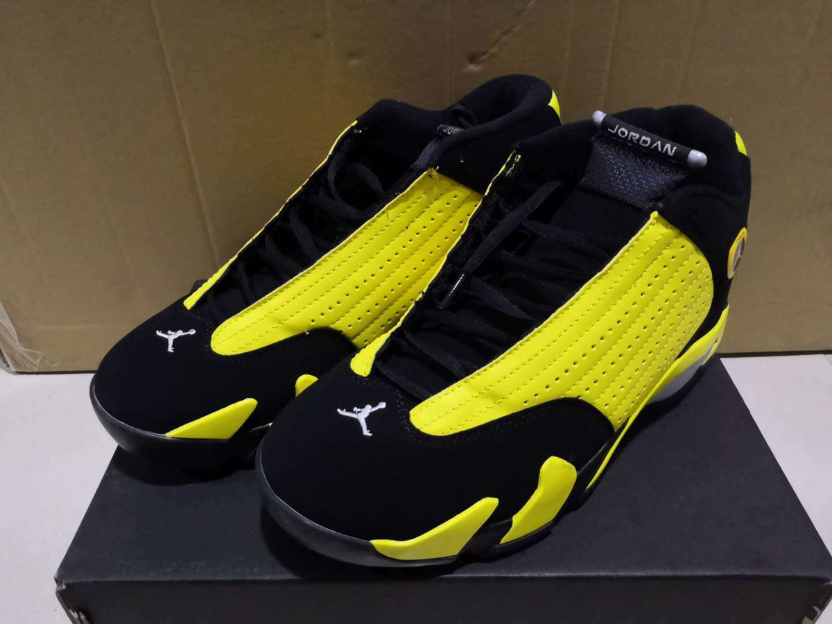 Jordan 14 Retro Black and Yellow High-Top Sneakers