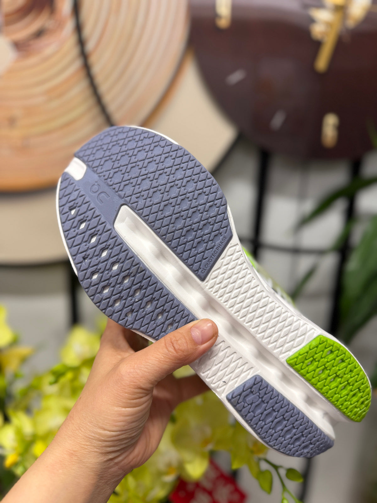 On Cloudsurfer Running Shoes in Lime Green and White