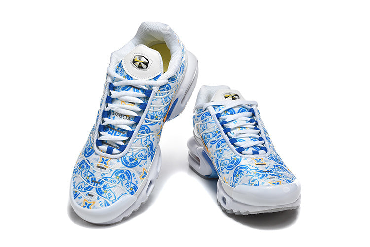 Nike Air Max Plus White Blue Pattern Sneakers