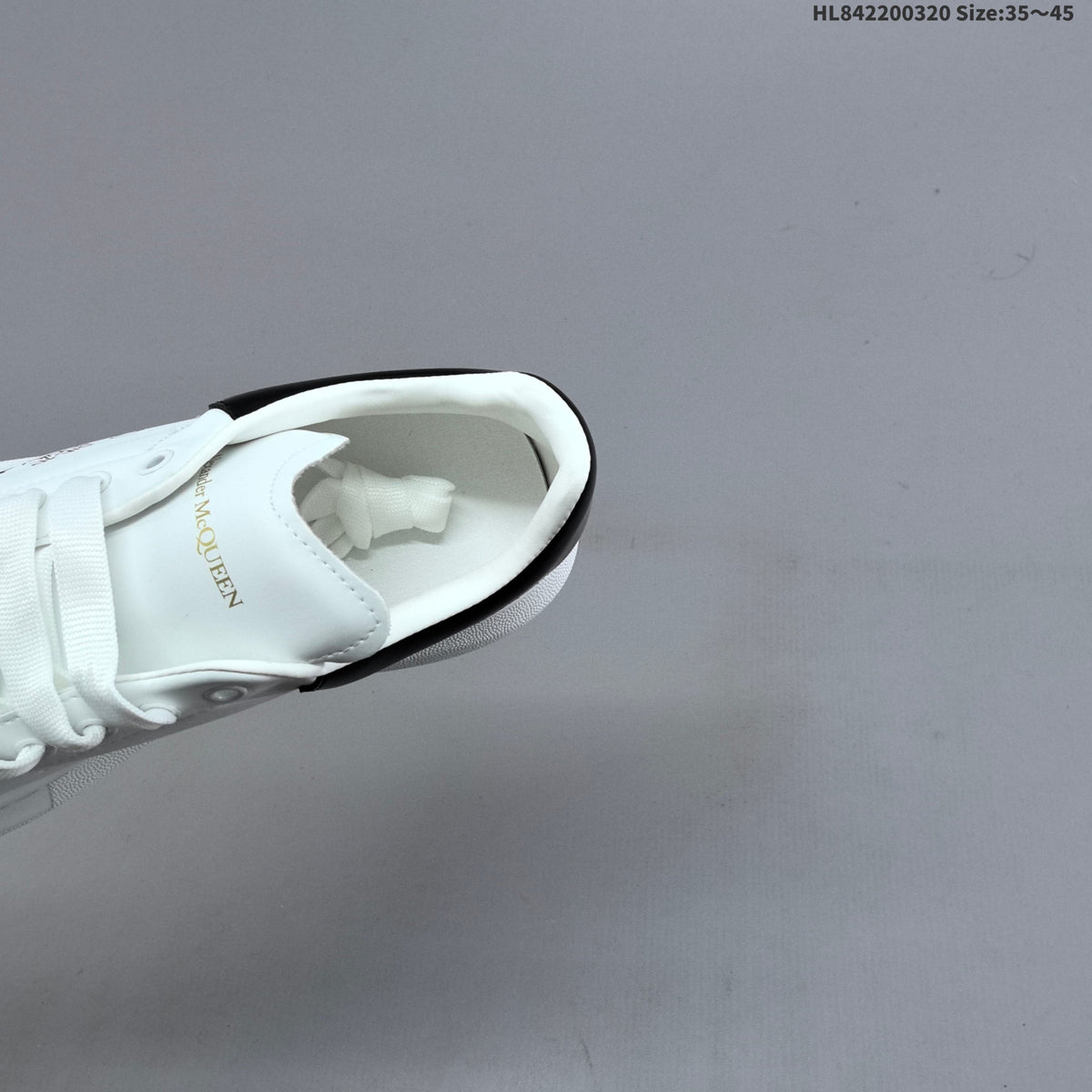 Alexander McQueen Oversized Low-Top Sneakers, White and Black