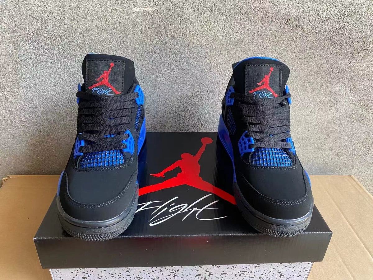 Air Jordan 4 Black and Blue High-Top Sneakers