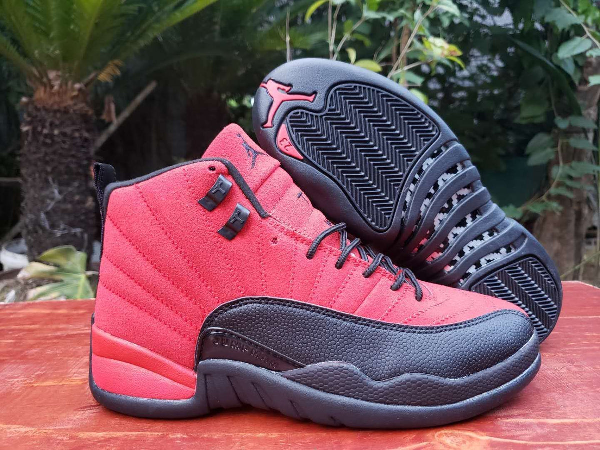 Jordan 12 Red and Black High-Top Sneakers