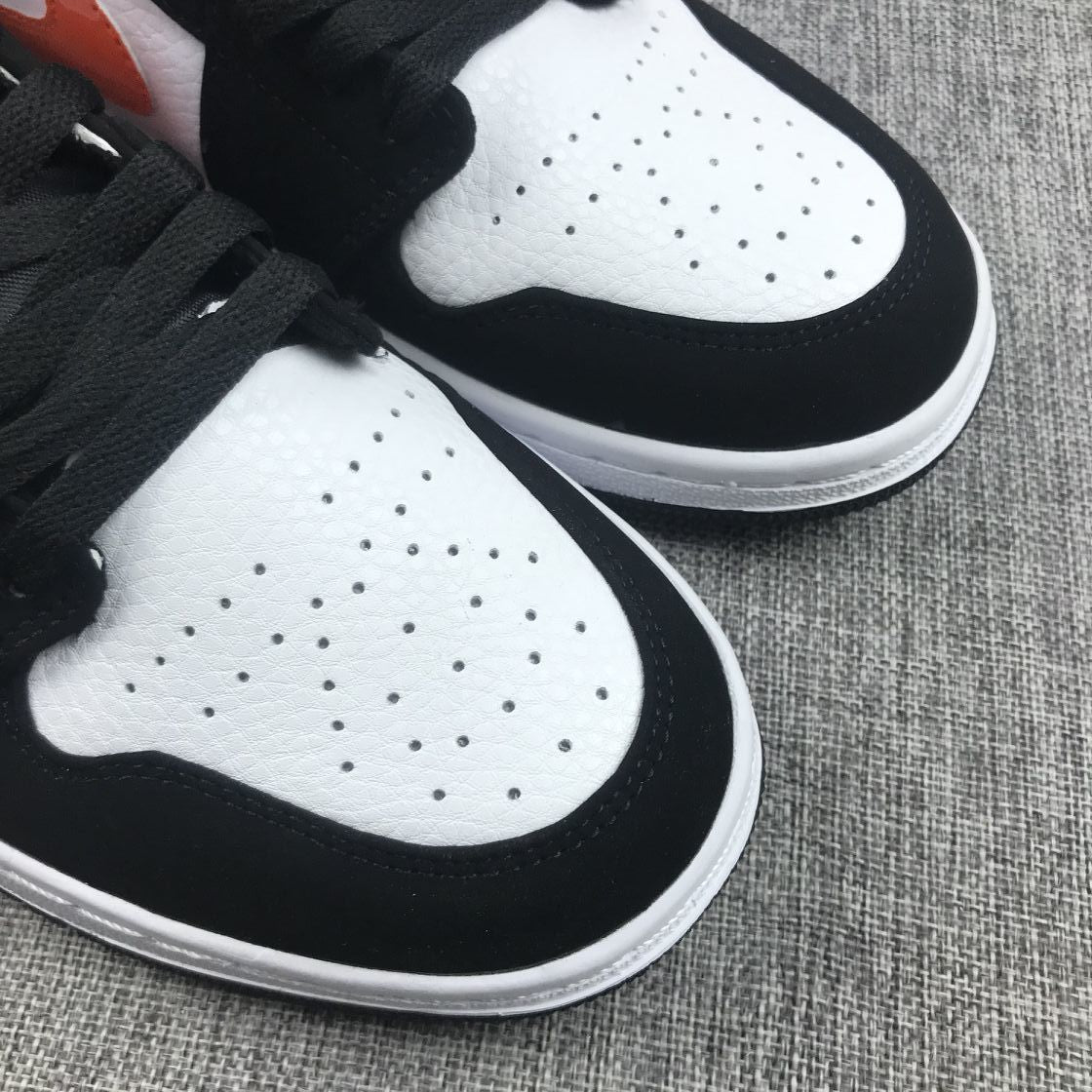 Air Jordan 1 Mid Black White Orange Sneakers 554724-058