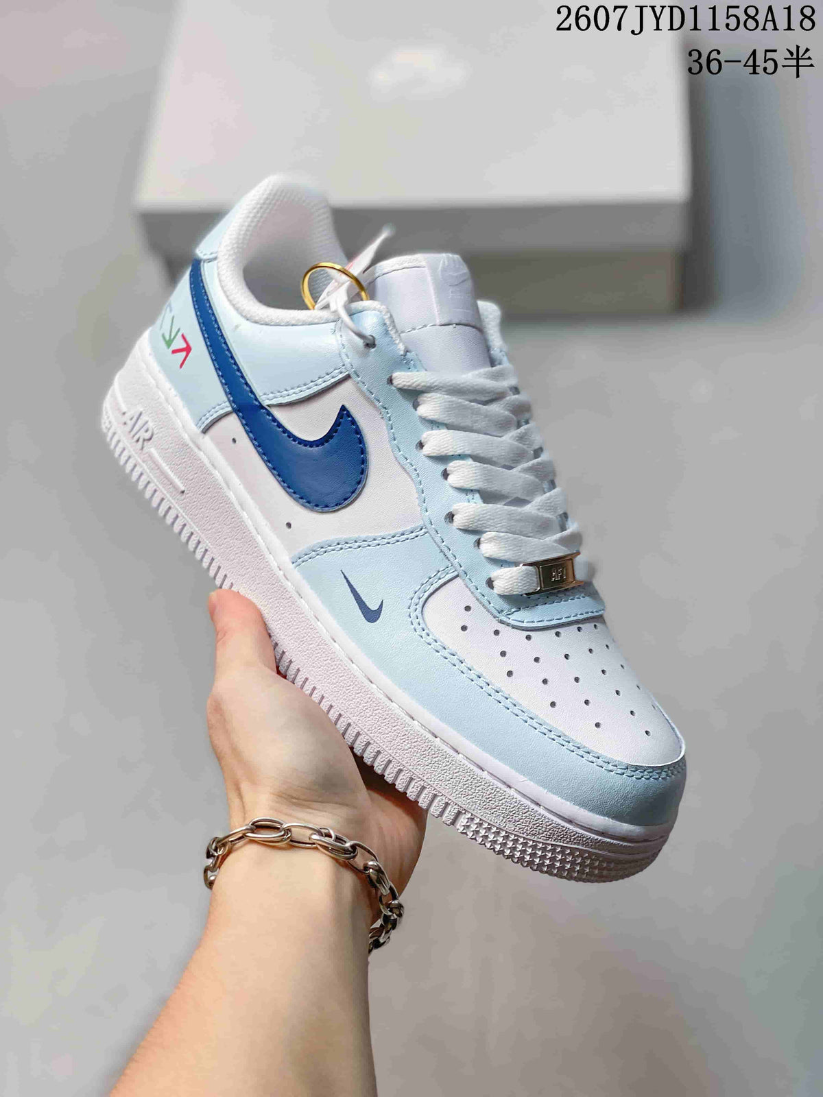 Nike Air Force 1 '07 Low Sneakers, White and Light Blue