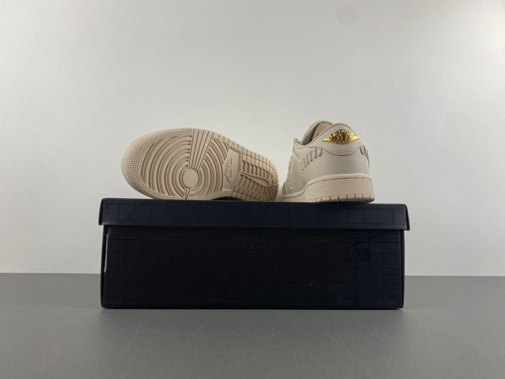 Air Jordan 1 Low Cream and Gold Sneakers FN5032-200