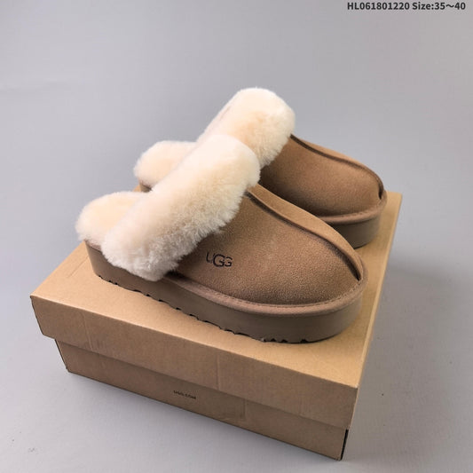 UGG Suede-Look Faux-Fur Lined Platform Mules