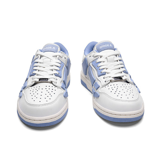 White and Light Blue Low-Top Sneakers MFS003-113