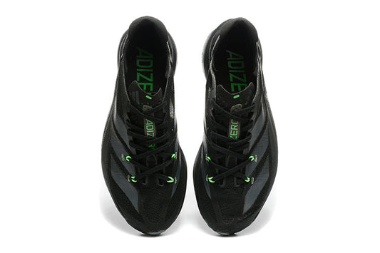 Adidas Adizero Running Shoes, Black with Green Accents
