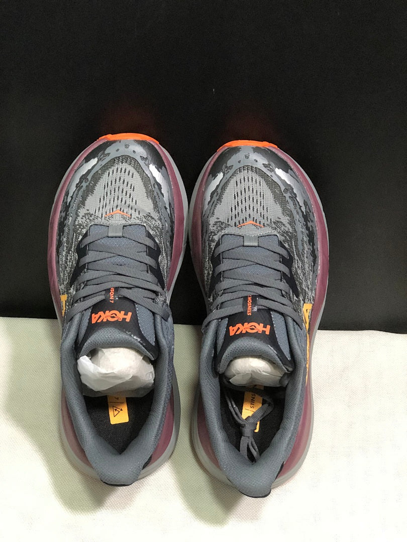 HOKA Stinson 7 Trail Running Shoes Gray Orange
