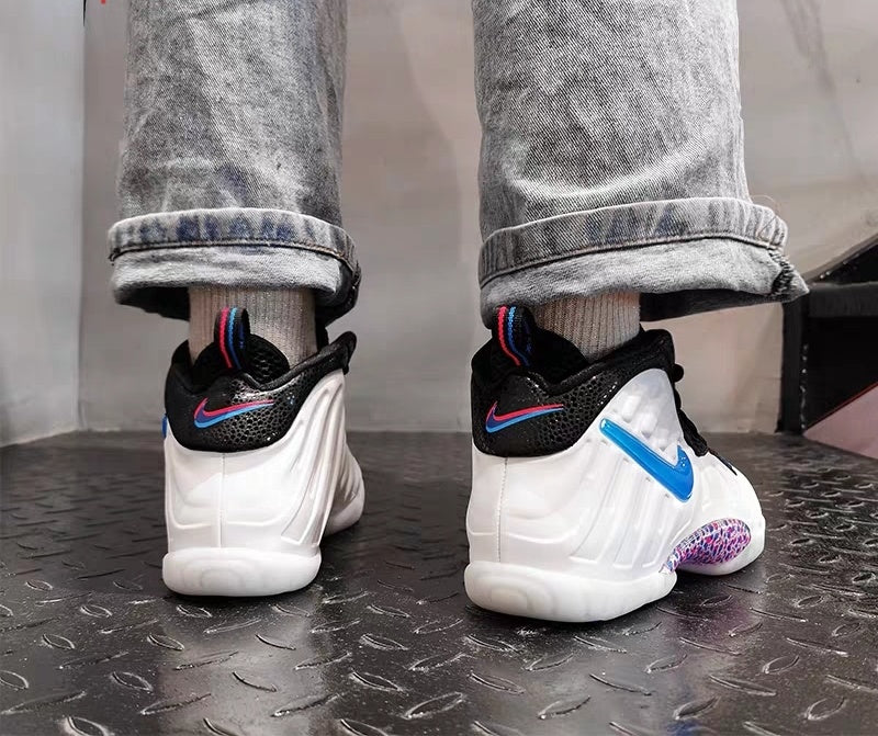 Nike Air Foamposite One White and Blue Basketball Shoes
