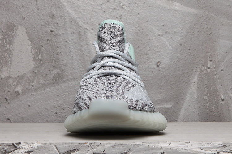 Yeezy 350 V2 Knit Sneakers in Gray and Mint