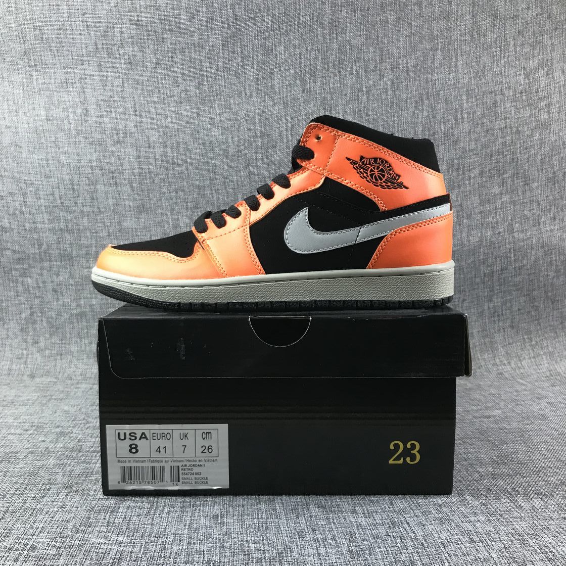 Air Jordan 1 Mid Sneakers Black Orange 554724-062