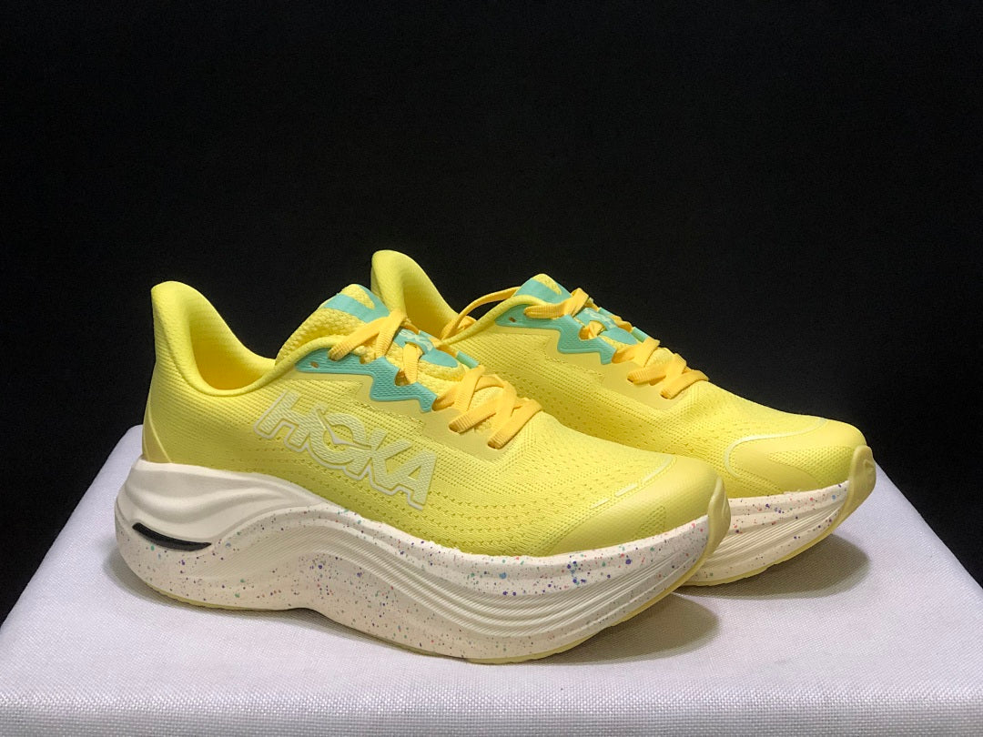 HOKA Skyward X Running Shoes in Yellow and Aqua