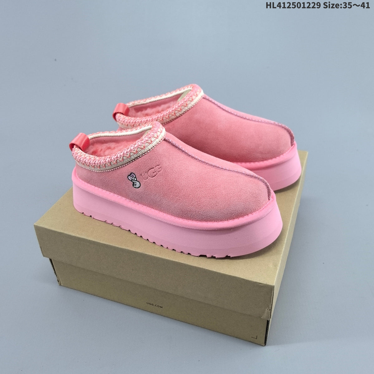 UGG Tazz Platform Slip-On Slippers in Beige and Pink