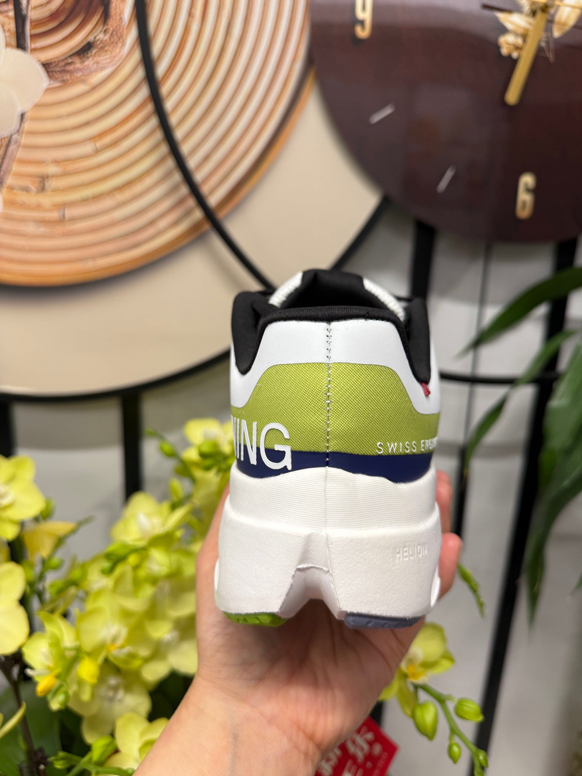 On Cloudsurfer Running Shoes in Lime Green and White