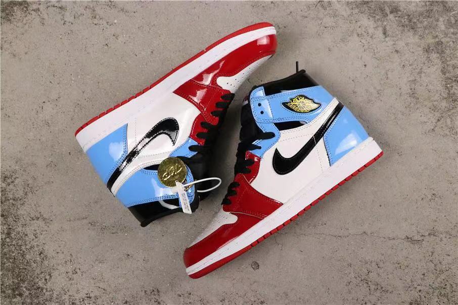Air Jordan 1 Fearless High-Top Sneakers in Red, White and Blue