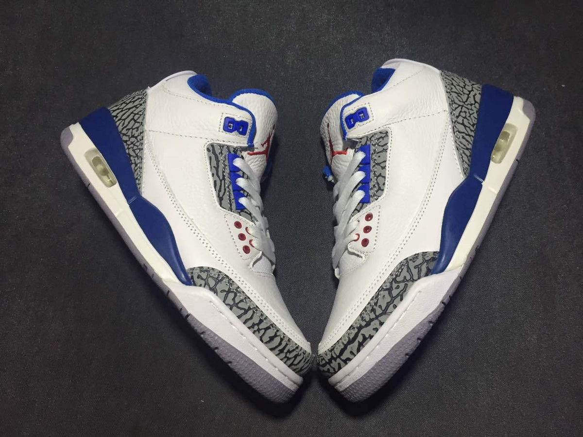 Air Jordan 3 White Blue High-Top Sneakers