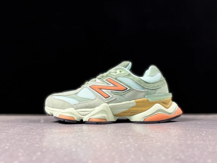 New Balance 9060TRH Sneakers in Sage Green and Orange